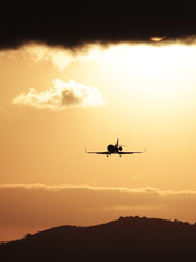 Naklejka na ściany i meble airplane at sunset