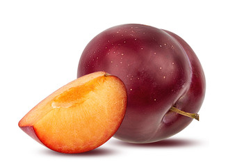 Fresh plum isolated on white background with clipping path