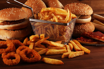 Unhealthy products. food bad for figure, skin, heart and teeth.