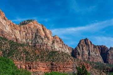 Rock formations and beautiful landscape of zions national park in the south of utah