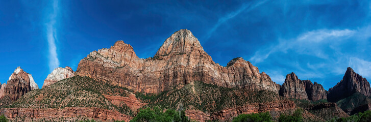 Rock formations and beautiful landscape of zions national park in the south of utah