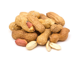Pile of peanuts isolated on white background