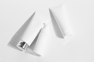 cosmetic mockup skincare cream lotion bottle pakage on white background