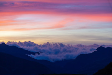 Dramatic sky at sunset in the Andes