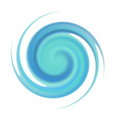 Blue round curl on white background. Abstract background.