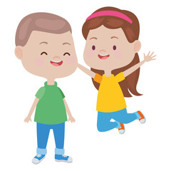 Cute happy kids having fun cartoons
