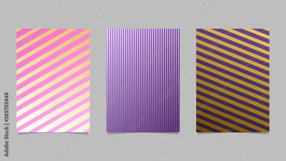 Aufkleber gradient stripe flyer set - abstract vector stationery background graphics designs