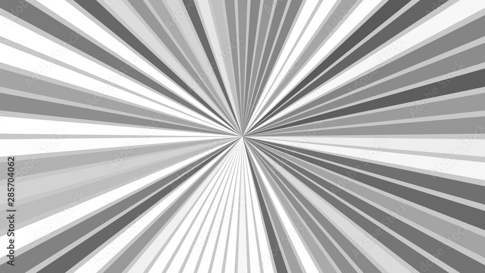 Poster grey abstract psychedelic ray burst background - vector graphic from striped rays
