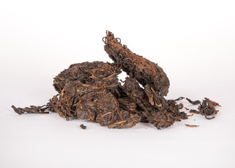 China green Dry Tea On White Background