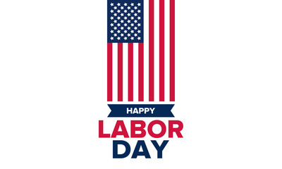 Happy Labor Day. Public federal holiday, celebrate annual in United States. American labor movement. Patriotic american elements. Poster, card, banner and background. Vector illustration