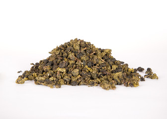 China green Dry Tea On White Background