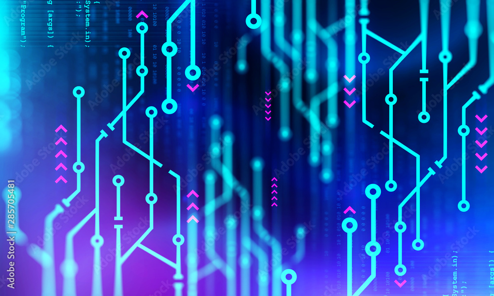Poster abstract hi tech interface with circuits