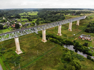 Railroad bridge of Lyduvenai, Lithuania. Longest bridge in Lithuania