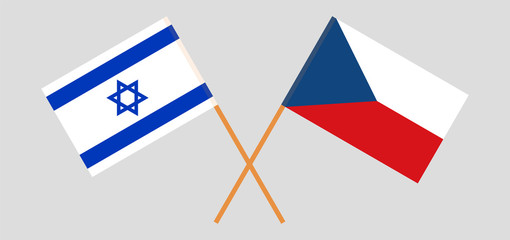 Israel and Czech Republic. Crossed Israeli and Czech flags