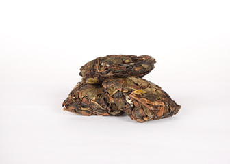China green Dry Tea On White Background
