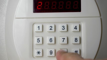 Safe in the hotel closet. Close-up shot.