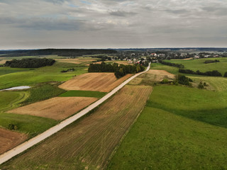 Fototapeta na wymiar Natural aerial Lithuania rural landscape during autumn