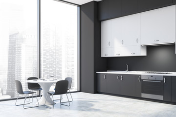 Dark gray kitchen corner with table