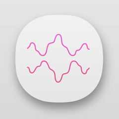 Abstract fluid waveforms app icon. UI/UX user interface. Music rhythm, digital soundwave, frequency curves. Asymmetrical wavy lines. Web or mobile applications. Vector isolated illustration