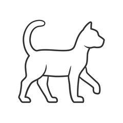 Witch cat linear icon. Thin line illustration. Sorceress pet. Magic cat. Witchcraft and sorcery contour symbol. Vector isolated outline drawing. Editable stroke