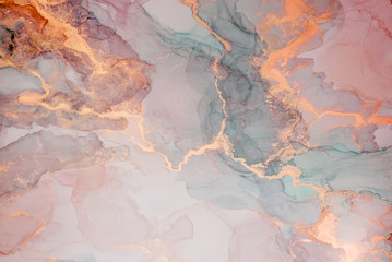 Alcohol ink. Style incorporates the swirls of marble or the ripples of agate.  Abstract painting, can be used as a trendy background for wallpapers, posters, cards, invitations, websites. - obrazy, fototapety, plakaty