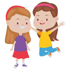 Cute happy kids having fun cartoons