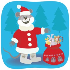 Santa Claus with a bag of gifts