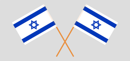 Israel. Crossed Israeli flags. Official colors. Correct proportion. Vector