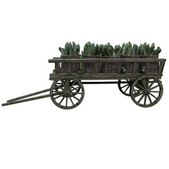 Fototapeta premium wooden cart with zucchini
