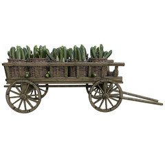 Fototapeta premium wooden cart with zucchini
