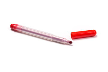 Red open marker on a white background