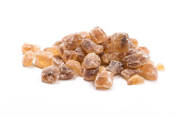 brown sugar isolated on white background. Top view.