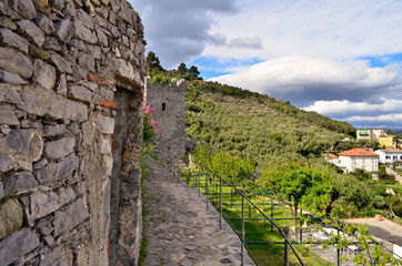 Fototapeta premium Stone path and stone wall in Porto Venere, Italy