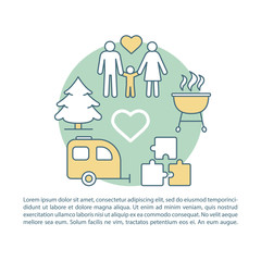 Kids and adults camp, vacation article page vector template