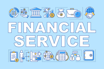 Financial service word concepts banner. Savings and investments. Money management. Presentation, website. Isolated lettering typography idea with linear icons. Vector outline illustration
