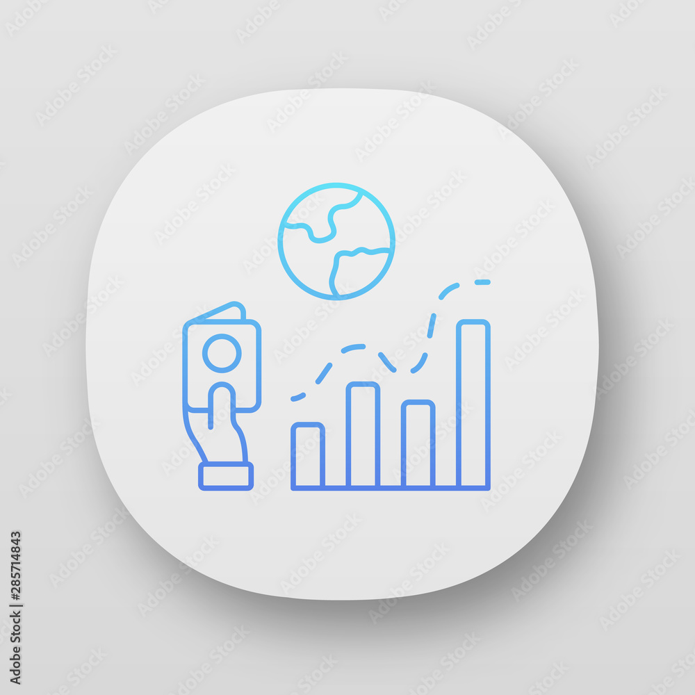 Poster immigration rate app icon. business analysis, analytical research. data representation. internationa