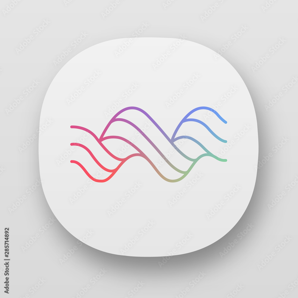 Poster sound spiral wave app icon. ui/ux user interface. music rhythm, audio curled soundwave. wavy line. v