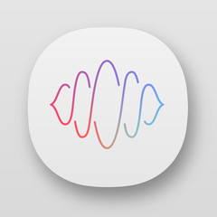 Abstract soundwave app icon. UI/UX user interface. Sound, audio wave curves. Voice recording, vibration level. Music rhythm, volume waveform. Web or mobile applications. Vector isolated illustration
