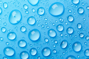 Blue water drops background