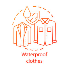 Waterproof clothes coating concept icon. Moisture resistant clothing idea thin line illustration. Hydrophobic textile, fabric waterproof properties. Vector isolated outline drawing. Editable stroke