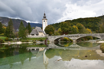 Landscapes in Slovenia, in the fall, with colorful leaves