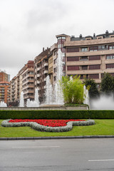 Fountain and beautiful lawn