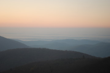 Hazy Blue Ridge Mountain Sunrise Panorama