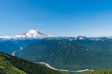 Landscape of Northeast Face of Mount Rainier Showing Little Tahoma Peak and the Braided White River-Taken from Crystal Mountain Summit in the Mount Baker-Snoqualmie National Forest-2579 © Robert Appleby