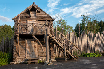a very old rare wooden log house is a good example of ancient architecture