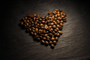 Heart shaped coffee beans