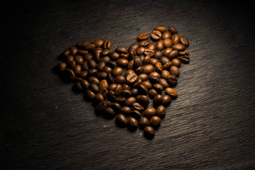 Heart shaped coffee beans