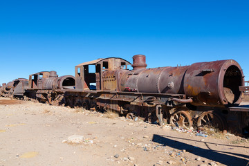 Fototapeta na wymiar Cemetery trains Uyuni, Bolivia
