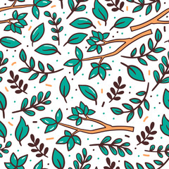 Tree branches flat vector seamless pattern