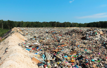 Garbage pile in trash dump or landfill